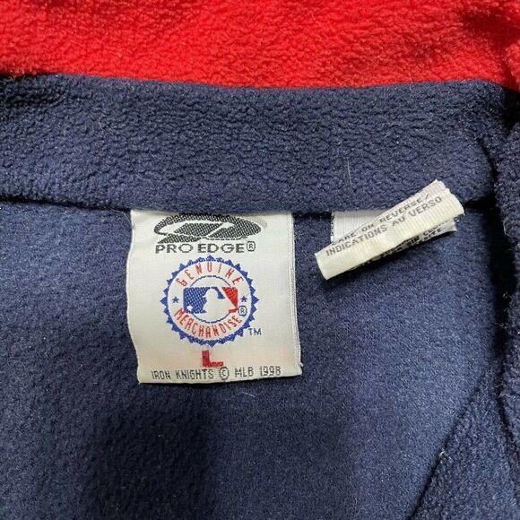 Vintage Cleveland Indians Baseball Large Fleece Pullover Chief Wahoo 90s 1/4 Zip - Picture 3 of 11